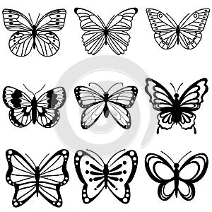 Butterfly vector icon set. insect illustration sign collection. moth symbol.