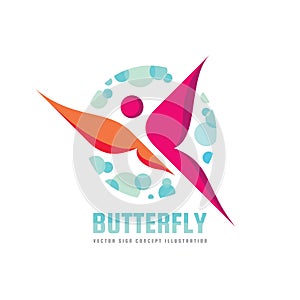 Butterfly vector logo template. Beauty salon - sign creative illustration. Human character. Abstract icon.