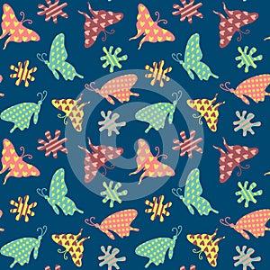 Butterfly vector seamless patterns