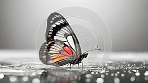 butterfly on the water. water drops and butterfly. ecological clean water concept. close up