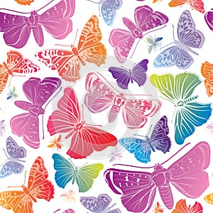 Butterfly watercolor seamless pattern. Summer background.