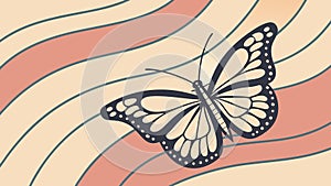 Butterfly on Wavy Striped Background Vector, vector design Generative AI