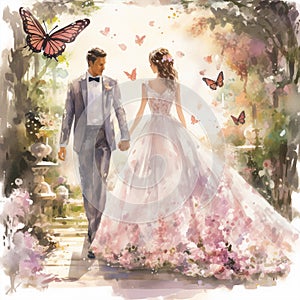 Butterfly Whispers: Graceful Wedding Attire photo