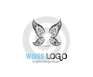 Butterfly wings mandala namaste art logo vector image
