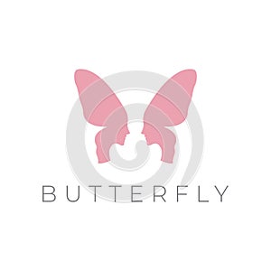 Butterfly wings with woman face logo design, vector graphic symbol icon illustration creative idea