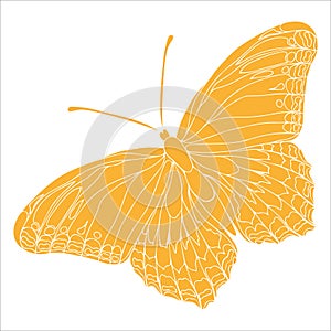 Butterfly yellow silhouette art illustration. Insect butterfly for stickers, tattoo, silhouette, scrapbook. Winged