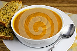 Butternut Squash Soup with Garlic Bread
