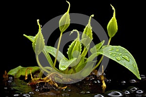 butterwort plant with sticky leaves trapping small insects