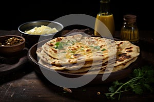 Buttery Parantha ghee. Generate Ai