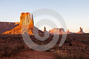 Buttes in The Monument Valley, Navajo Indian tribal reservation park