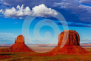 Buttes at sunset, The Mittens, Merrick Butte, Monument Valley, A