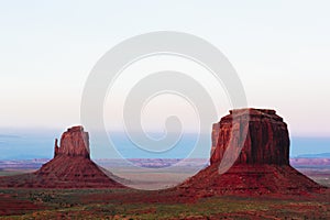 Buttes at sunset, The Mittens, Merrick Butte, Monument Valley, A