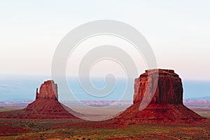 Buttes at sunset, The Mittens, Merrick Butte, Monument Valley, A