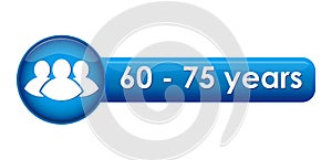 Button with the age limit of 60-75 years and icon