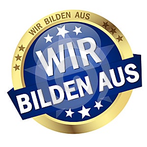 Button with Banner we educate (in german