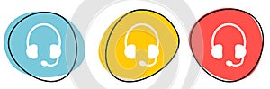 Button Banner with icons for Website or Business: Headset