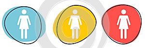 Button Banner with icons for Website or Business: Woman