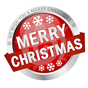 Button with banner Merry Christmas