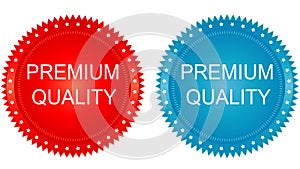 Button with banner and text Premium Quality