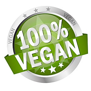 Button with Banner 100% vegan photo