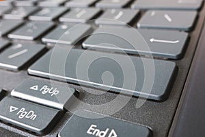 button on the black keyboard of modern ultrabook. caption on the button