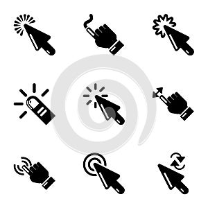 Button click icons set, simple style