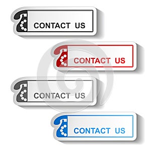 Button of contact us - rectangle design with old phone