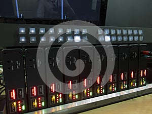 Button on the control panel television equipment