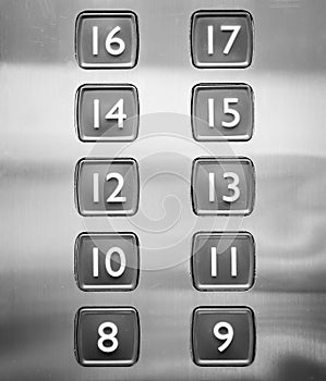 Button of elevator in modern building