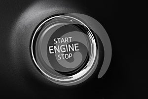 Button engine start stop. Button on and off the engine. - Image