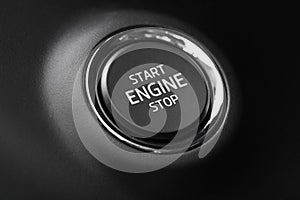 Button engine start stop. Button on and off the engine. - Image