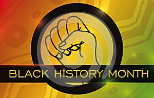 Button with Fist and Tribal Pattern for Black History Month, Vector Illustration