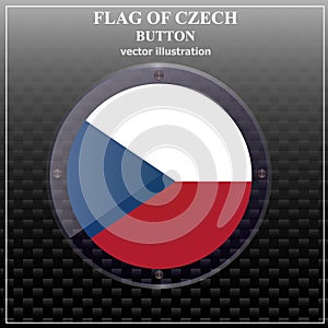 Button with flag of Czech Republic. Vector illustration