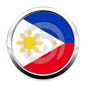 Button Flag of Philippines in a round metal chrome frame with a