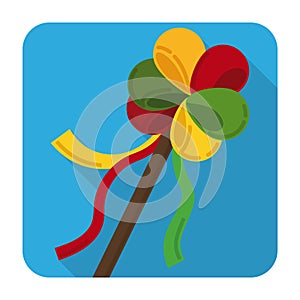Button with Garabato wand and ribbons for Barranquilla`s Carnival, Vector illustration photo