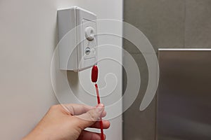 Button for help in hospital toiler