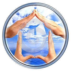 Button with home symbol