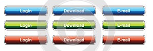 Button Icon Login, Download, Email