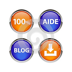 Button icon set 3D internet web bouton