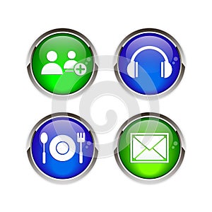 Button icon set 3D web internet