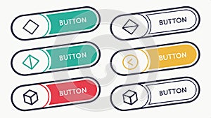 Button icons set, user interface and web design elements vector design Generative AI