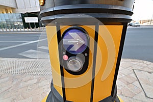 Button of manual control of the traffic light in Doha, Qatar photo