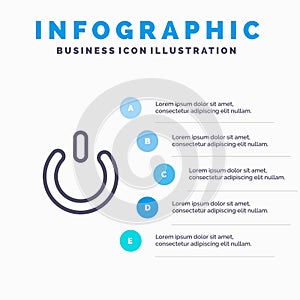 Button, Off, On, Power Line icon with 5 steps presentation infographics Background
