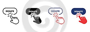 Button for Online Donate Icon. Donation with Click Pictogram. Support and Give Help Online Icon. Charity and Donation