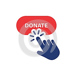 Button for Online Donate Silhouette Icon. Donation with Click Pictogram. Support and Give Help Online Icon. Charity and