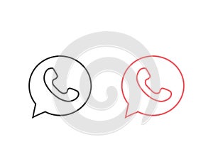 Button phone with shadow. Line Icon Set logo, symbol, app, web, ui. Vector