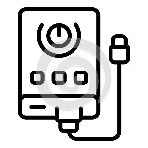 Button power bank icon outline vector. Battery charger