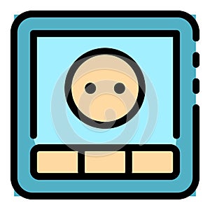 Button power socket icon color outline vector