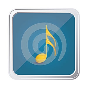 button of semiquaver note in yellow with background blue