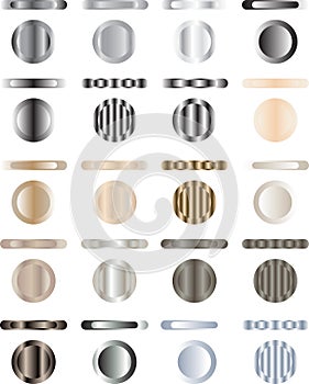 Button, set of buttons that are metal and light